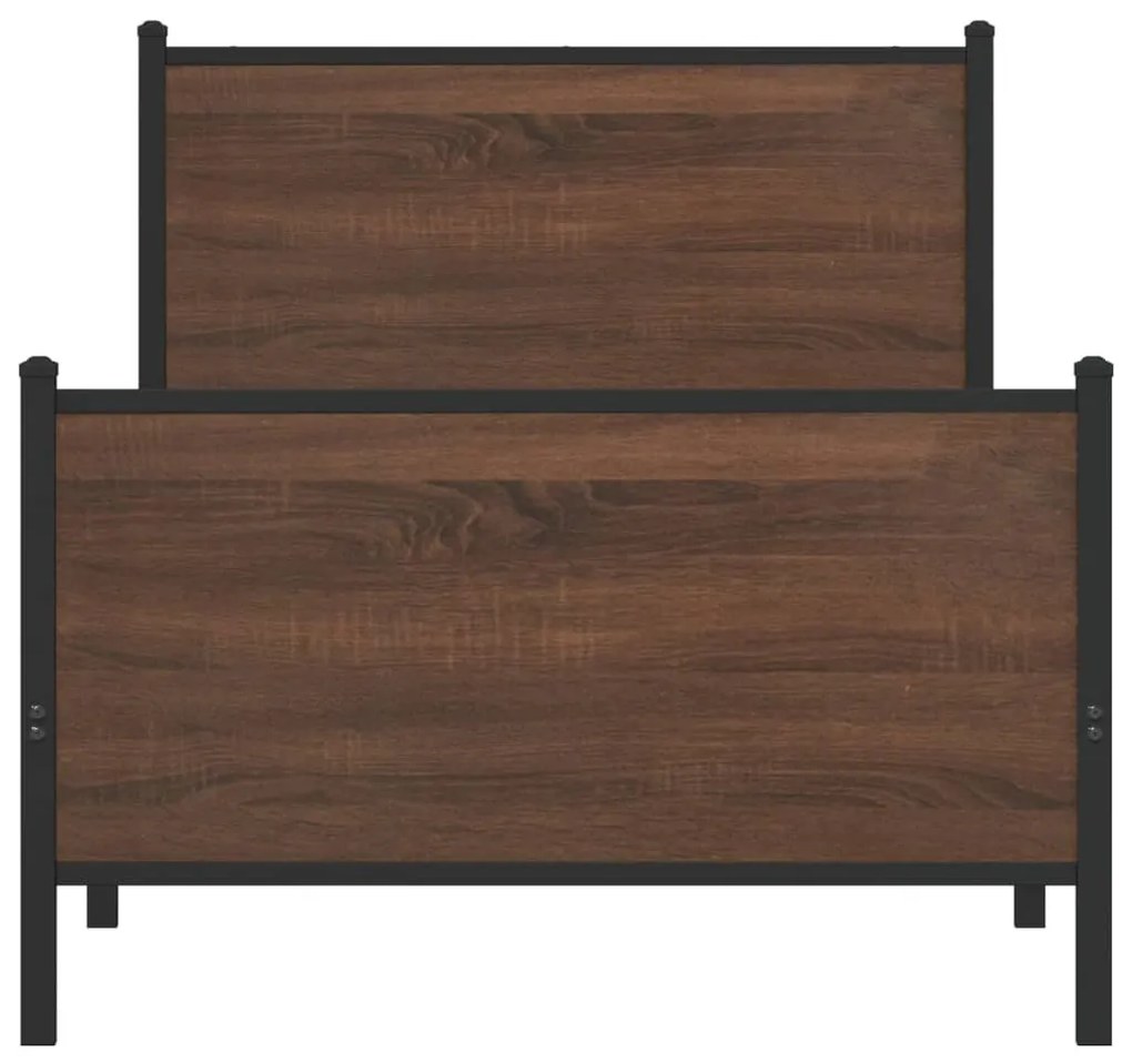 barna tölgy színű fém ágykeret matrac nélkül 100 x 200 cm