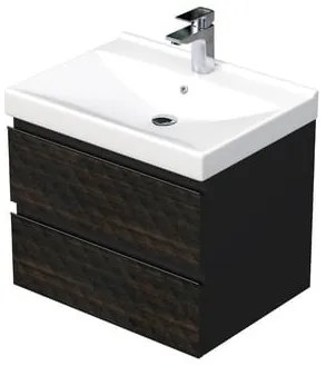 Fürdőszobaszekrény mosdóval SAT Cube Way 60x47,5x46 cm barna matt CUBE3D46602ZHVER