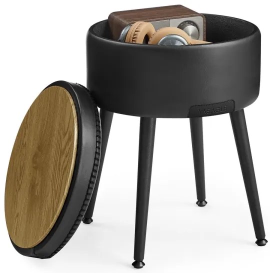 CORE bőr puff fekete