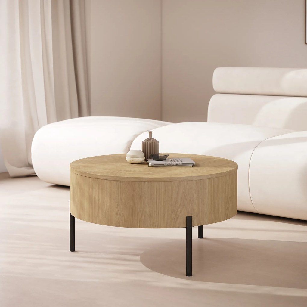 Mazzoni FRIDA Oasis Tölgy – MODERN DOHÁNYZÓASZTAL FELHAJTHATÓ LAPPAL ÉS TÁROLÓVAL