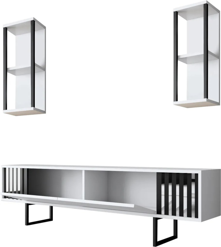 TV-állvány, fehér-fekete, 180 cm – TR618BLY1143