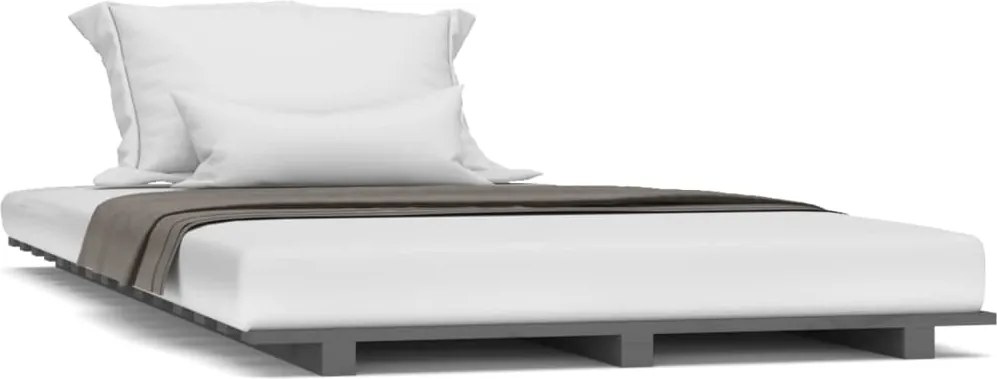 vidaXL szürke tömör fenyőfa ágykeret 90 x 200 cm