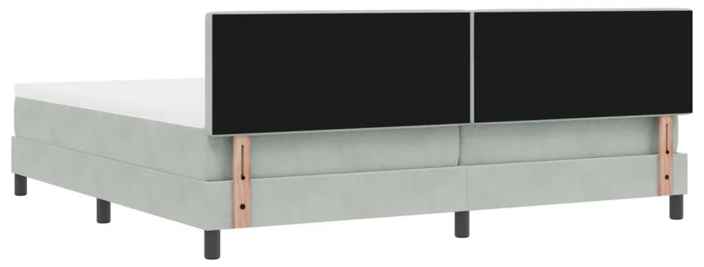 vidaXL LED Box Spring Ágy matracmal Világosszürke 200 x 200 cm Bársony