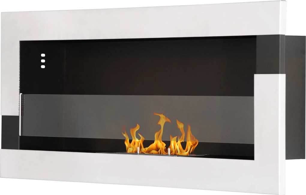 HOMCOM Faliáda Rozsdamentes Acél Bioetanolos Kandalló 2,5 órás Égési Idővel, 1L Tartállyal és 20m² Borítással, 90x16x40cm, Ezüst | Aosom