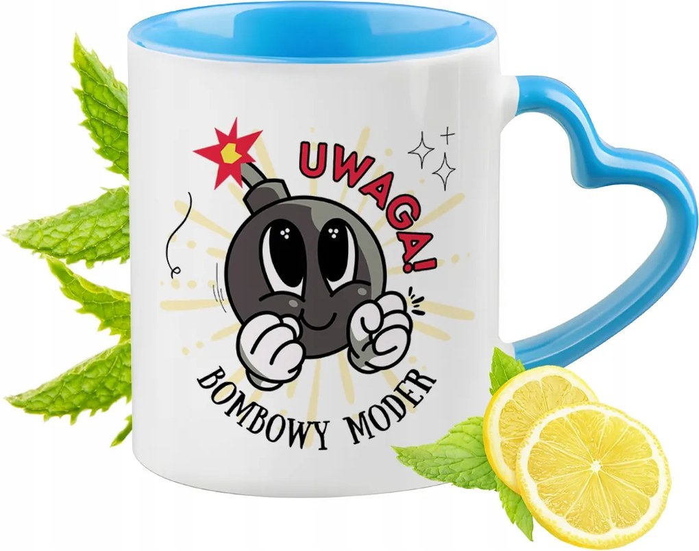 Kék bögre szív alakú füllel Modera számára Ideális Ajándék