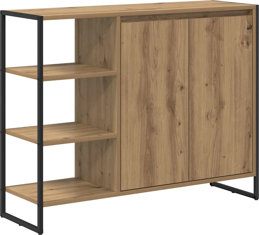 vidaXL Oldalsó szekrény Művészi tölgy 96.5 x 30 x 75 cm Faanyag