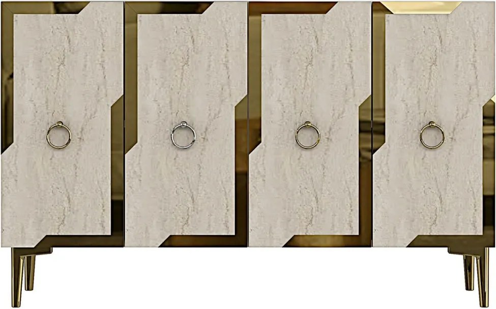 Seza 120 - White, Travertine, Gold