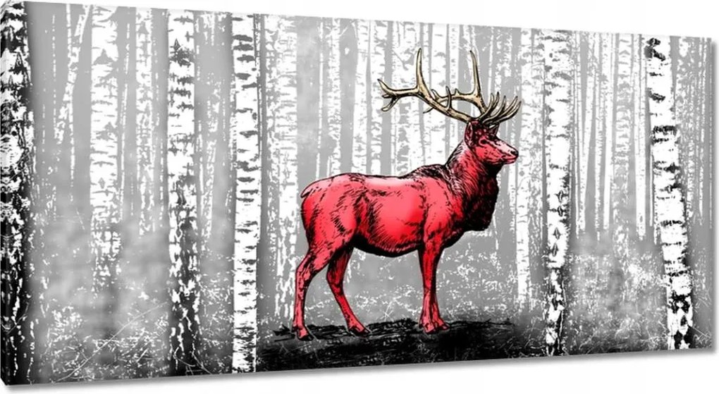 Vászonkép 115x55 Szarvas Nyírfa Erdő