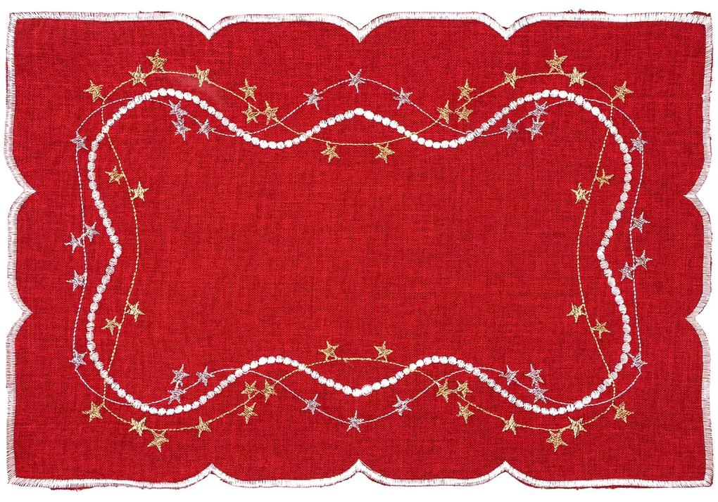 Csillagos karácsonyi abrosz, piros, 30 x 45 cm, 31 x 45 cm