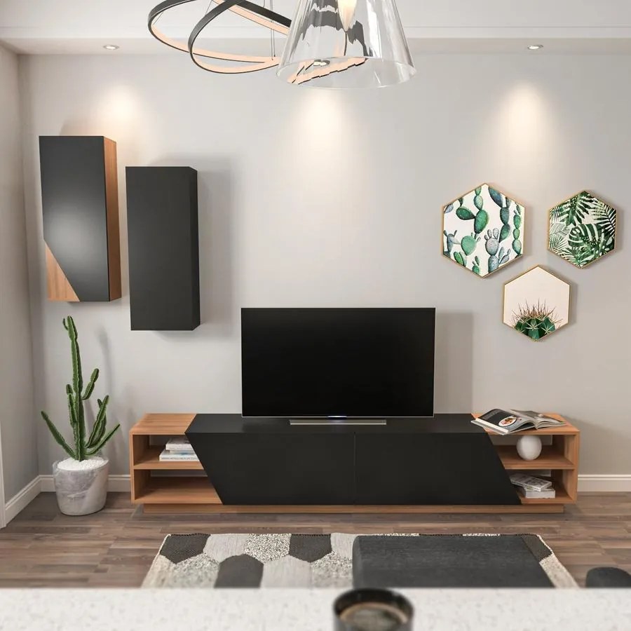 TV szekrény Zebra - Black, Teak