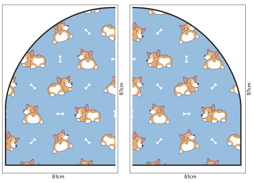 PIPPER. Védő textil falmatrica – Ív – Corgi Méret: 83x60cm, Indíték: névvel