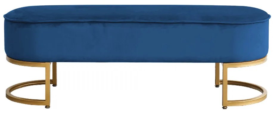 Dizájnos pad, kék Velvet szövet/gold króm-arany, MIRILA NEW-S