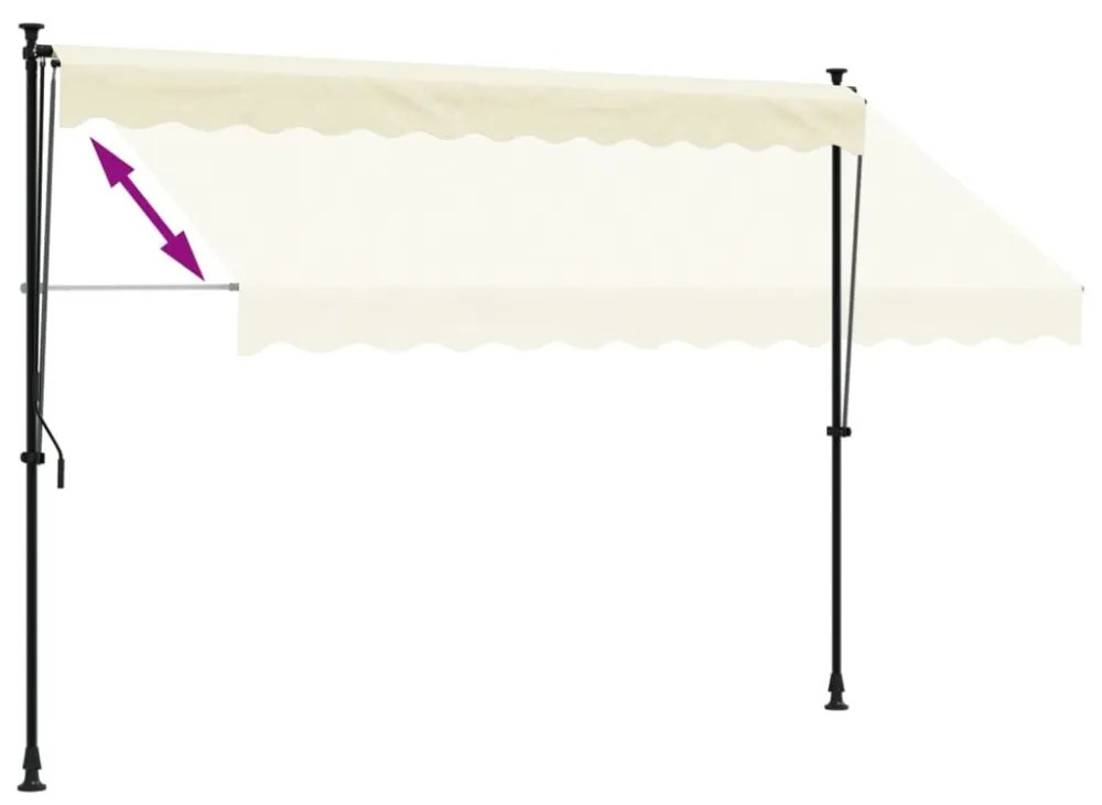 krémszínű szövet és acél feltekerhető napellenző 300 x 150 cm