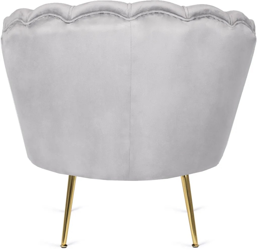 Elegáns Fotel Szürke Bársony Kárpittal, Aranyszínű Lábakkal. ANGEL