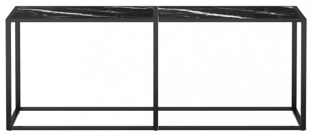 fekete márványszínű edzett üveg tálalóasztal 200 x 35 x 75,5 cm