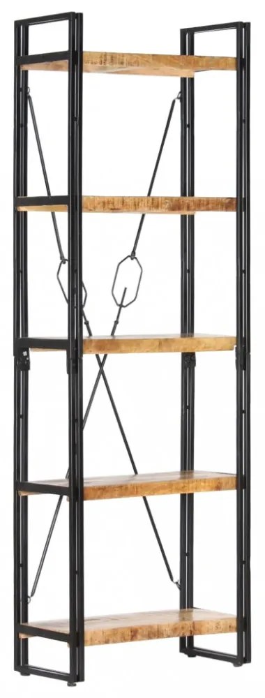 5 szintes tömör mangófa könyvespolc 60 x 30 x 180 cm
