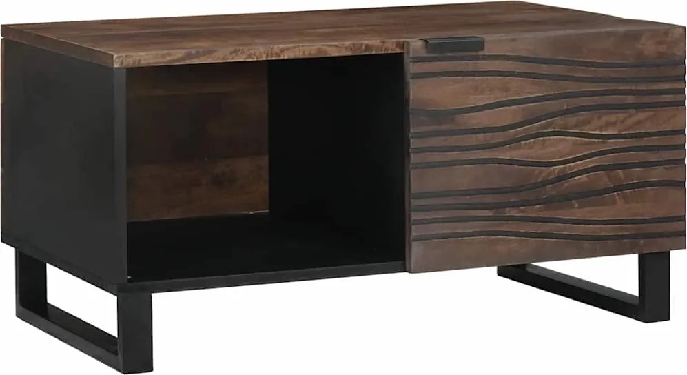 vidaXL Dohányzóasztal Barna és fekete 80 x 50 x 40 cm Tömör akácfa
