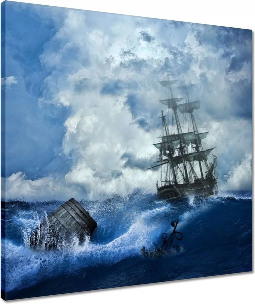 Vászonkép 50x50 Vihar Tenger Hajó Tájkép