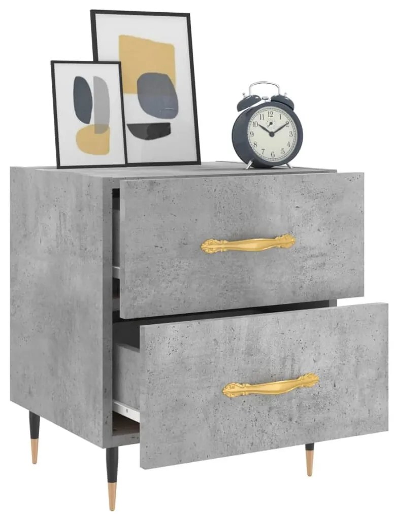 2 db betonszürke szerelt fa éjjeliszekrény 40 x 35 x 47,5 cm