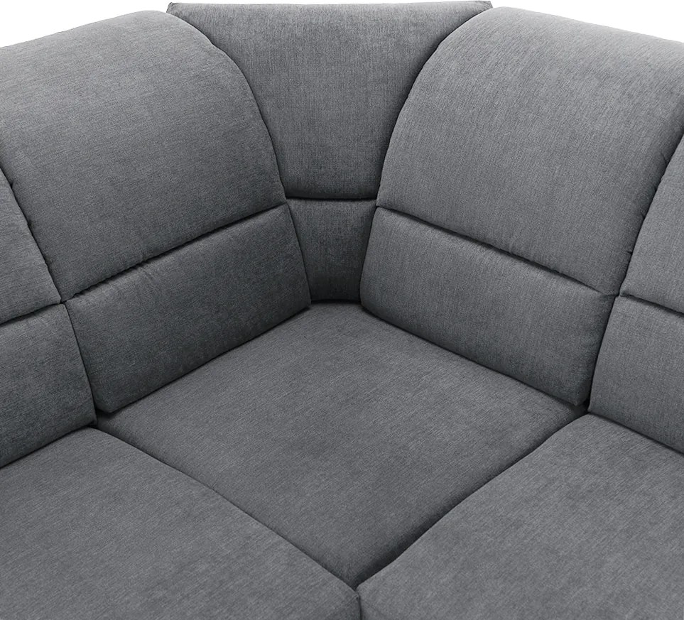 Kinyitható ülőgarnitúra, szürke szövet, balos, SANTIAGO