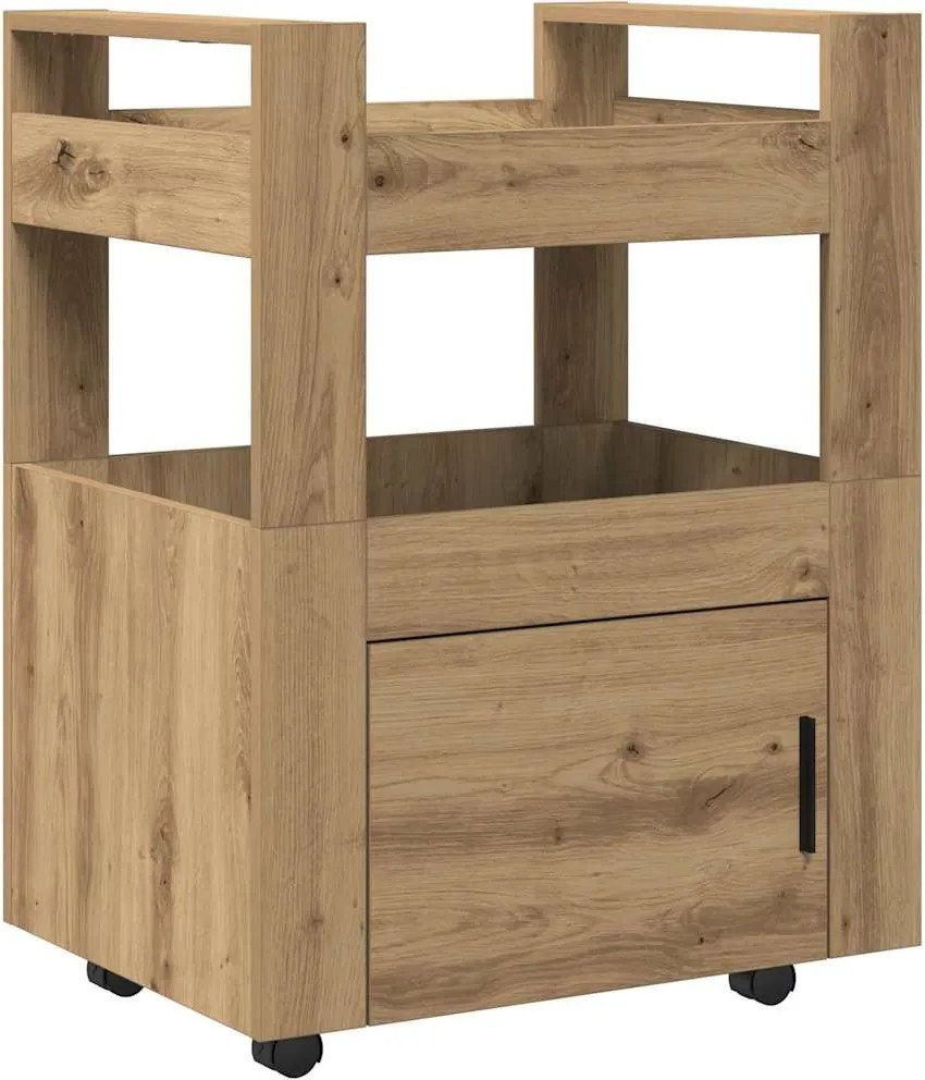 vidaXL Konyhai kocsi kézműves tölgy 60 x 45 x 80 cm Faanyag