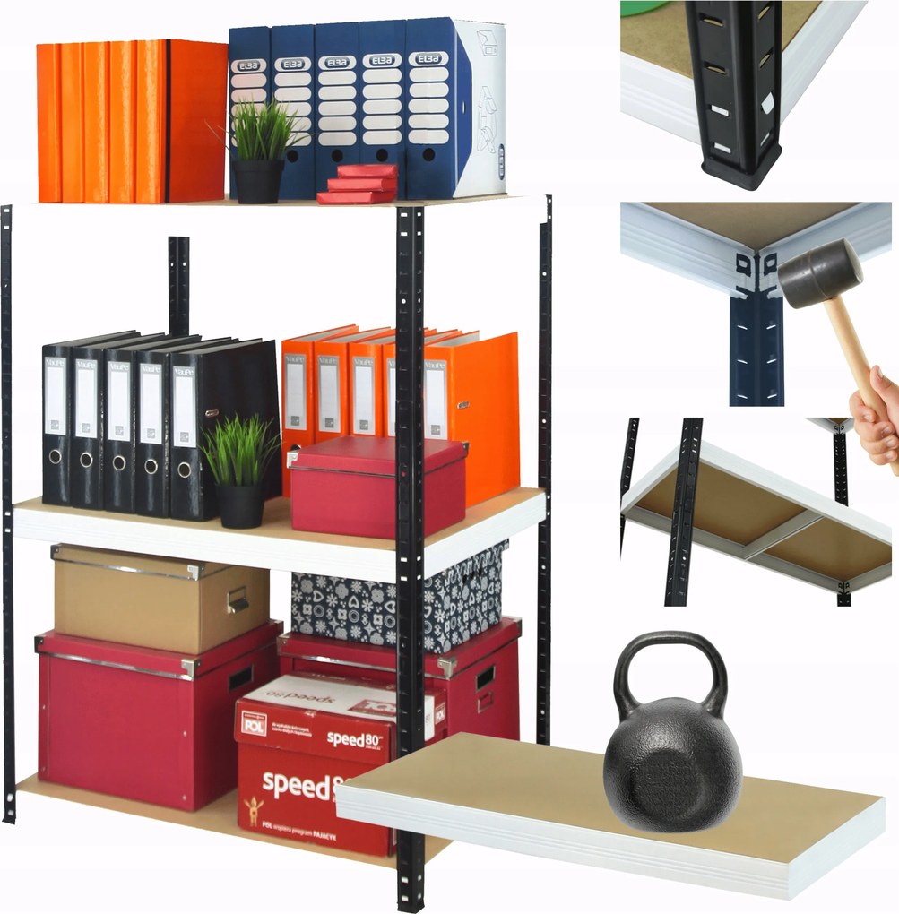 Tárolószekrény garázs fém állvány Helios 106x100x30cm 3Px175kg Pl