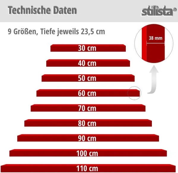 STILISTA Fali polc Volato 50 cm világos rusztikus fa