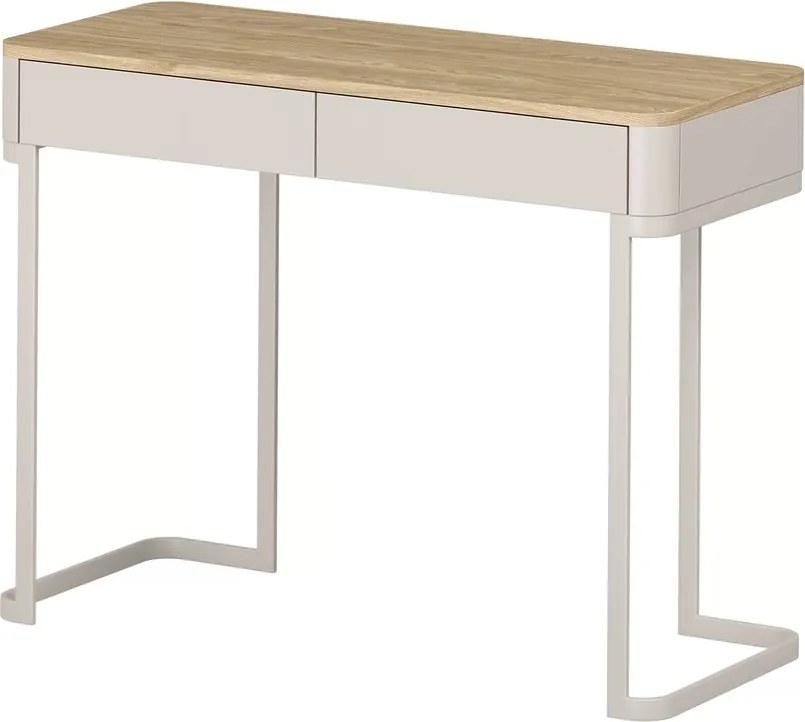 Elivo fiókos fémvázas konzolasztal 110 cm - kasmír / olajozott tölgy