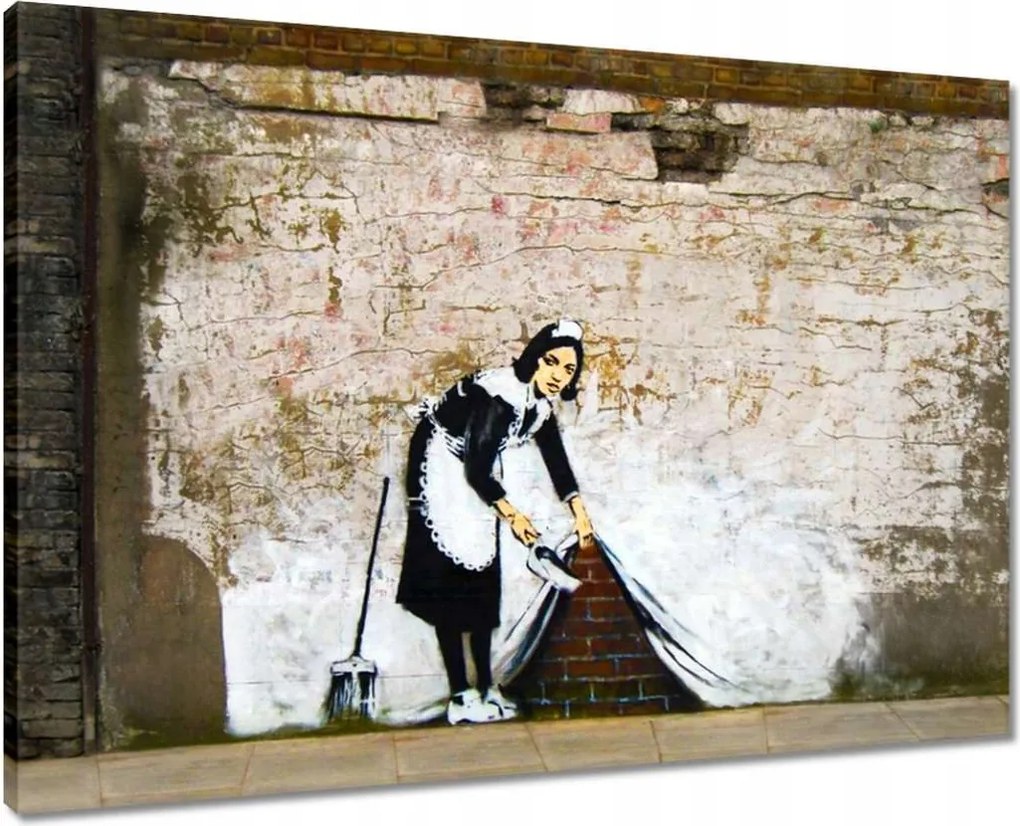Vászonkép 70x50 Banksy Szobalány Grafiti