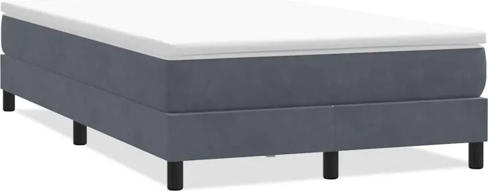 vidaXL sötétszürke bársony rugós ágy matrac nélkül 120x220 cm