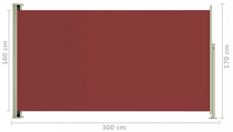 piros kihúzható oldalsó terasznapellenző 170 x 300 cm