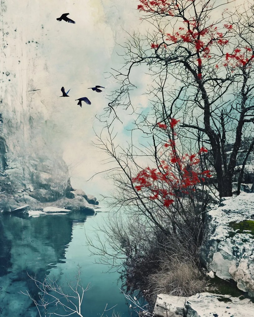 Poszter 40x50cm Téli madárarc