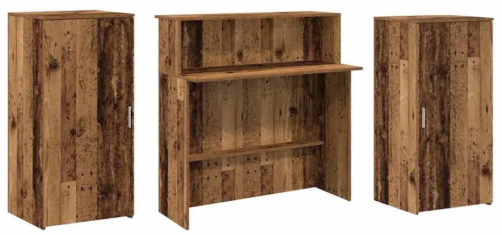 recepciós pult antik fa 200x50x103,5 cm szerelt fa