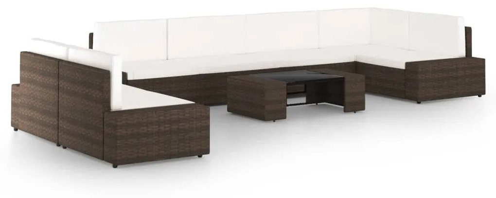 vidaXL 8 részes barna polyrattan kerti ülőgarnitúra párnákkal