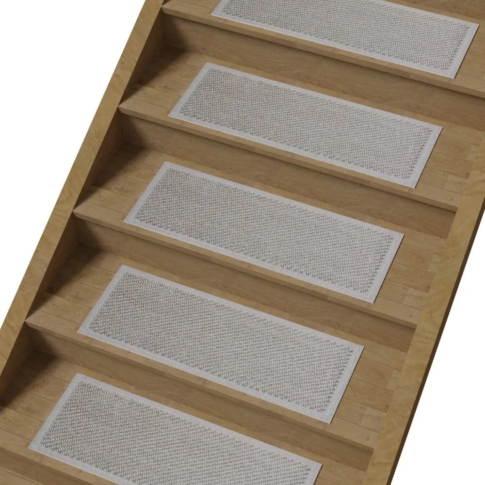 Világosszürke pamut lépcsőszőnyeg szett 16 db-os 25x65 cm Kumsal Bej – Vitaus