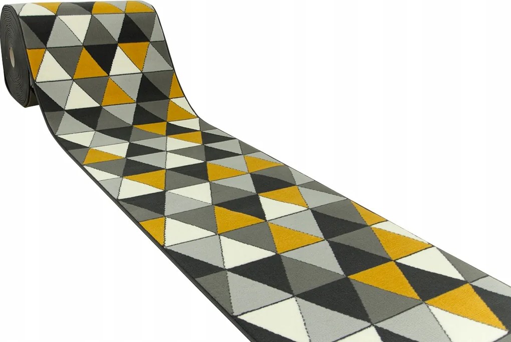 150 cm széles Szürke Mézszínű Futószőnyeg Luna Háromszögekkel