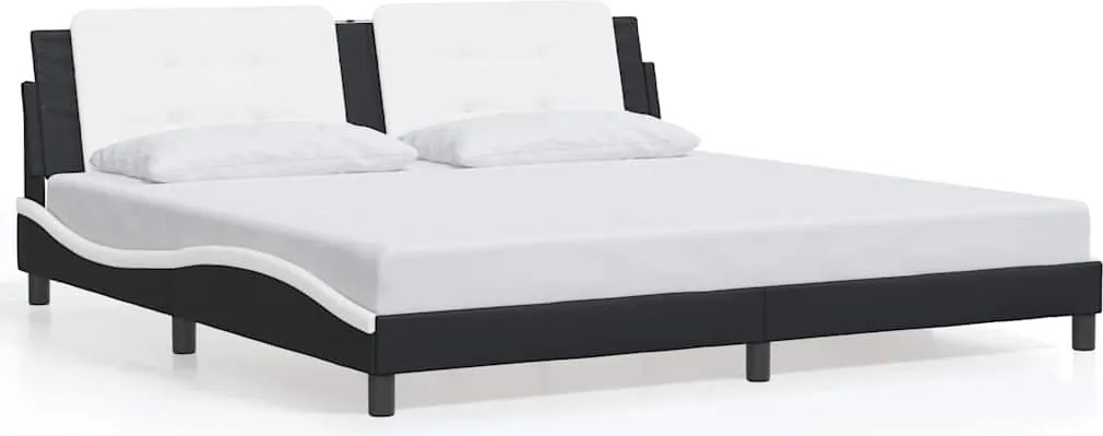 vidaXL fekete és fehér műbőr ágykeret matrac nélkül Zadar 200x200 cm