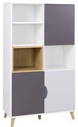 Regál Juna 6 (fehér + grafit + szürke + lefkas tölgy). 1087402
