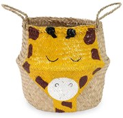 Sárga-natúr színű tengerifű játéktároló kosár ø 30x28 cm Giraffe – Compactor