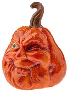 Őszi dekoráció Arcú tök, 13 x 16 cm, narancssárga,kerámia