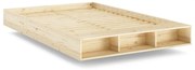 Natúr színű borovi fenyő franciaágy ágyráccsal 160x200 cm Merge – Karup Design