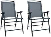 2 db szürke összecsukható kerti textilén szék