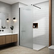 Walk-in || Black zuhanyfal, savmart, matt üveggel 50, 200cm, 8mm, NANO