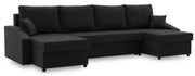 Sparta Plus sarokkanapé, szövet anyag, univerzális oldal, fekete