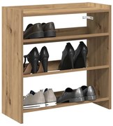 kézműves tölgy színű szerelt fa cipősszekrény 60x25x62 cm