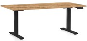 OfficeTech D állítható magasságú asztal, 160 x 80 cm, fekete alap, arany tölgy