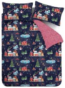 Kék kétszemélyes-hosszabbított ágyneműhuzat 230x220 cm Ski Village – Catherine Lansfield