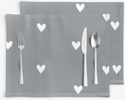 Goldea pamut reggeliző alátét - szívecskék, szürke alapon - 2db 30 x 40 cm