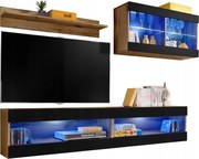 Rtv bútor szett Tivoli SET6 Wotan tölgy/Fekete, Kék Led