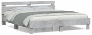 betonszürke szerelt fa ágykeret fejtámlával 180x200 cm